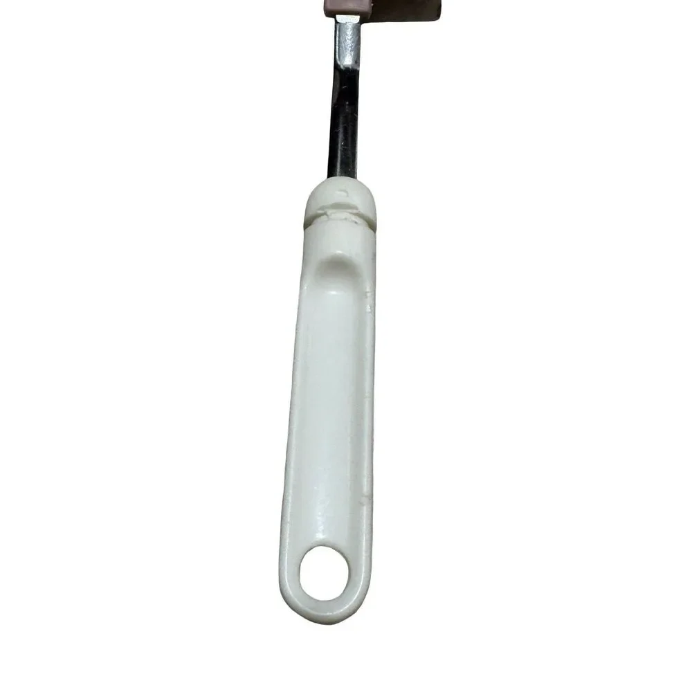 Vintage White Handle Stainless Steel Spatula Unbranded 3 Slotted